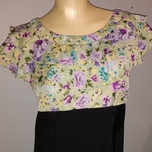 AGB Dress Womens Floral Top Form Fitting Dress